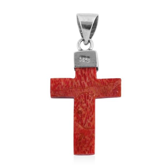 Sponge Coral Cross Pendant in Sterling Silver - Picture 4 of 9